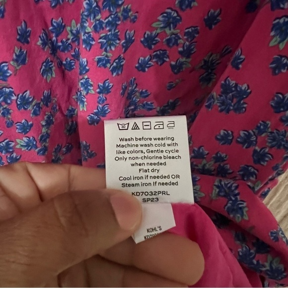 Draper James RSVL Floral Smocked Sleeve V Neck Pink Blue Mini Dress Women Size S - Picture 4 of 7